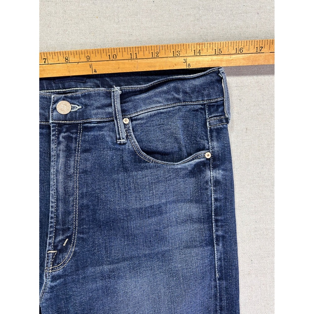 Mother The Mid Rise Dazzler Ankle Jeans On The Edge Blue Straight Leg Size 30 - Picture 6 of 13